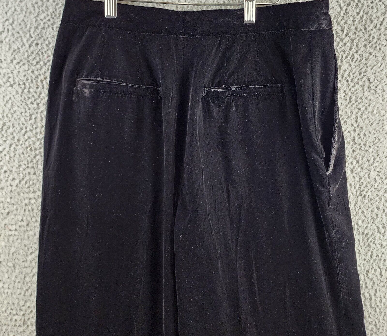 Lauren Ralph Lauren Velvet Wide Leg Pants Womens 10 Black Zip Hook & Bar Closure - Picture 13 of 14
