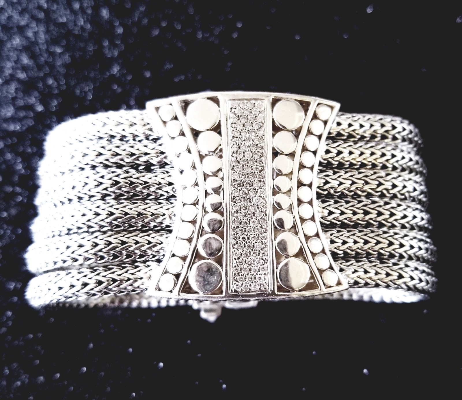 Retired John Hardy 6 Strand 18kt and .925 Diamond Bracelet STUNNING Piece!