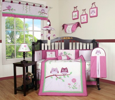 Owl Baby Bedding Crib Nursery Girls Pam Grace Creations Curtain