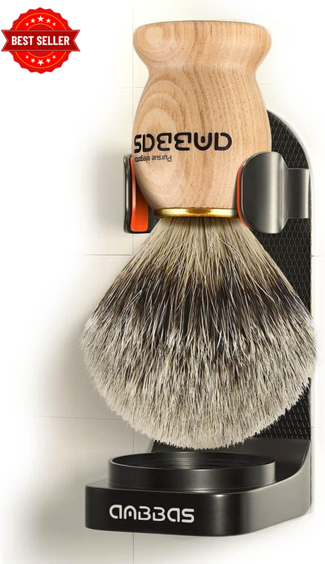 Badger Hair Shaving Brush with Wall Mounted Brush Holder Stand for Traditional S