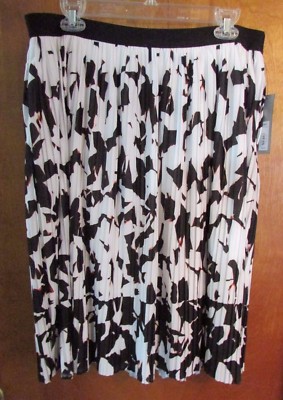Ladies ''Apt 9'' Size XL, White,Black,Orange, Elastic Waist, Pleated, Lined Skirt