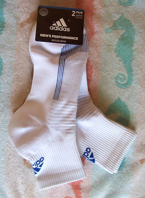 2 Pairs adidas ''TEAM CREW'' MOISTURE WICKING QUARTER SOCKS -Men's/Women's 6-12