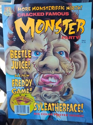 1990 Cracked Famous Monster Party #9 Magazine Beetlejuice Freedy Elm St. Comic