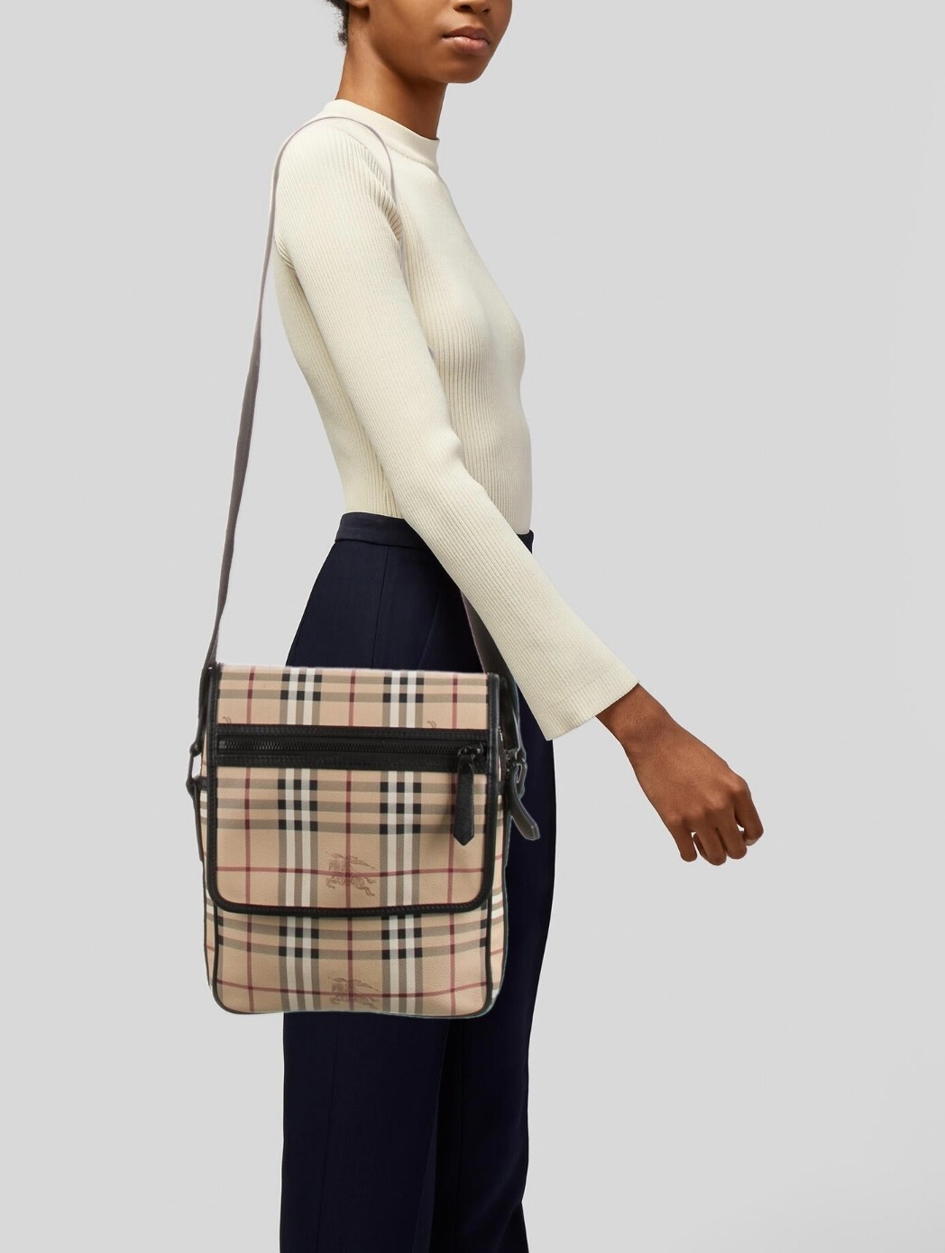 Unisex BURBERRY Beige/Black Haymarket Check PVC Canvas and Unisex BURBERRY Beige/Black Haymarket Check PVC Canvas and