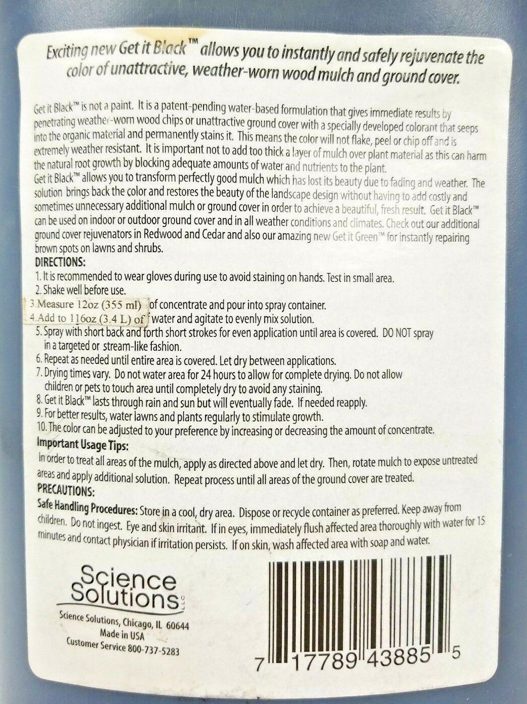 Science Solutions Get It Black Concentrate, Instant Black Color Mulch Treatment