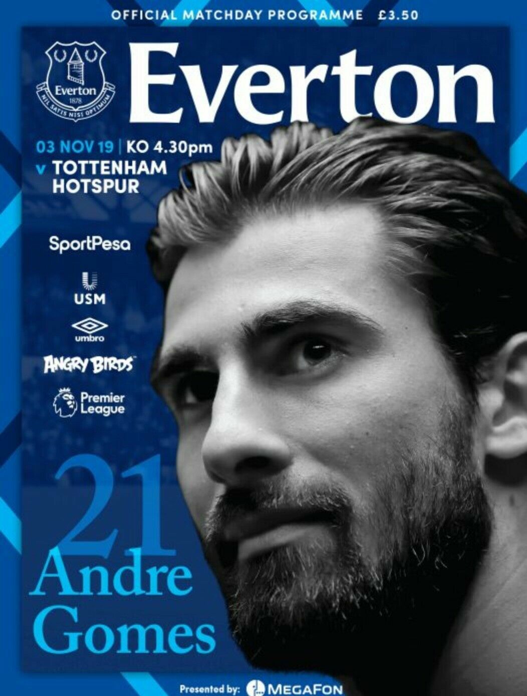 EVERTON v TOTTENHAM   3/11/2019 OFFICIAL PROGRAMME ( NOW POSTING )