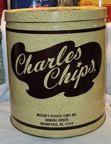 貴重！MUSSER'S POTATO CHIPS 缶アメリカンアンティーク Vintage Charles Chips 1lb Potato Chip Tin - Musser's Potato