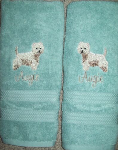 Westie Dog Bathroom Hand Towel Set Embroidered Personalized