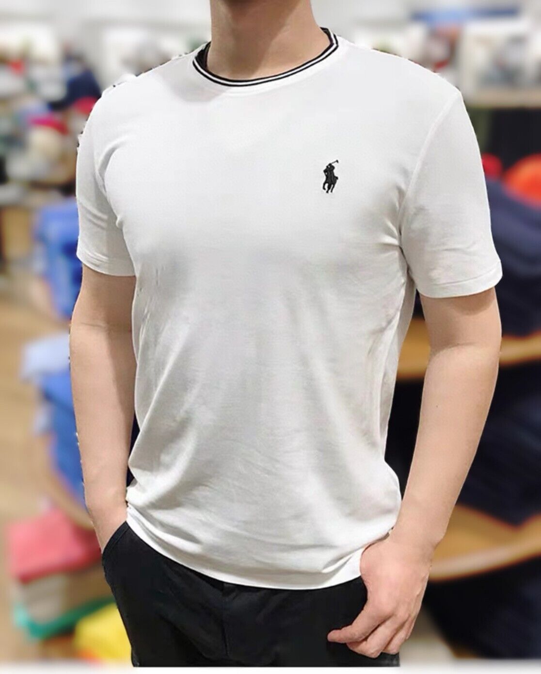 Polo Ralph Lauren Men's White Tipped Mesh Short Sleeve T Polo Ralph Lauren Men's White Tipped Mesh Short Sleeve T