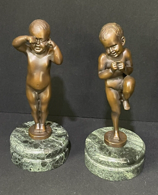Pair of Bronze Sculpture of Laughing and Crying Baby Signed B. Boulton? |  eBay