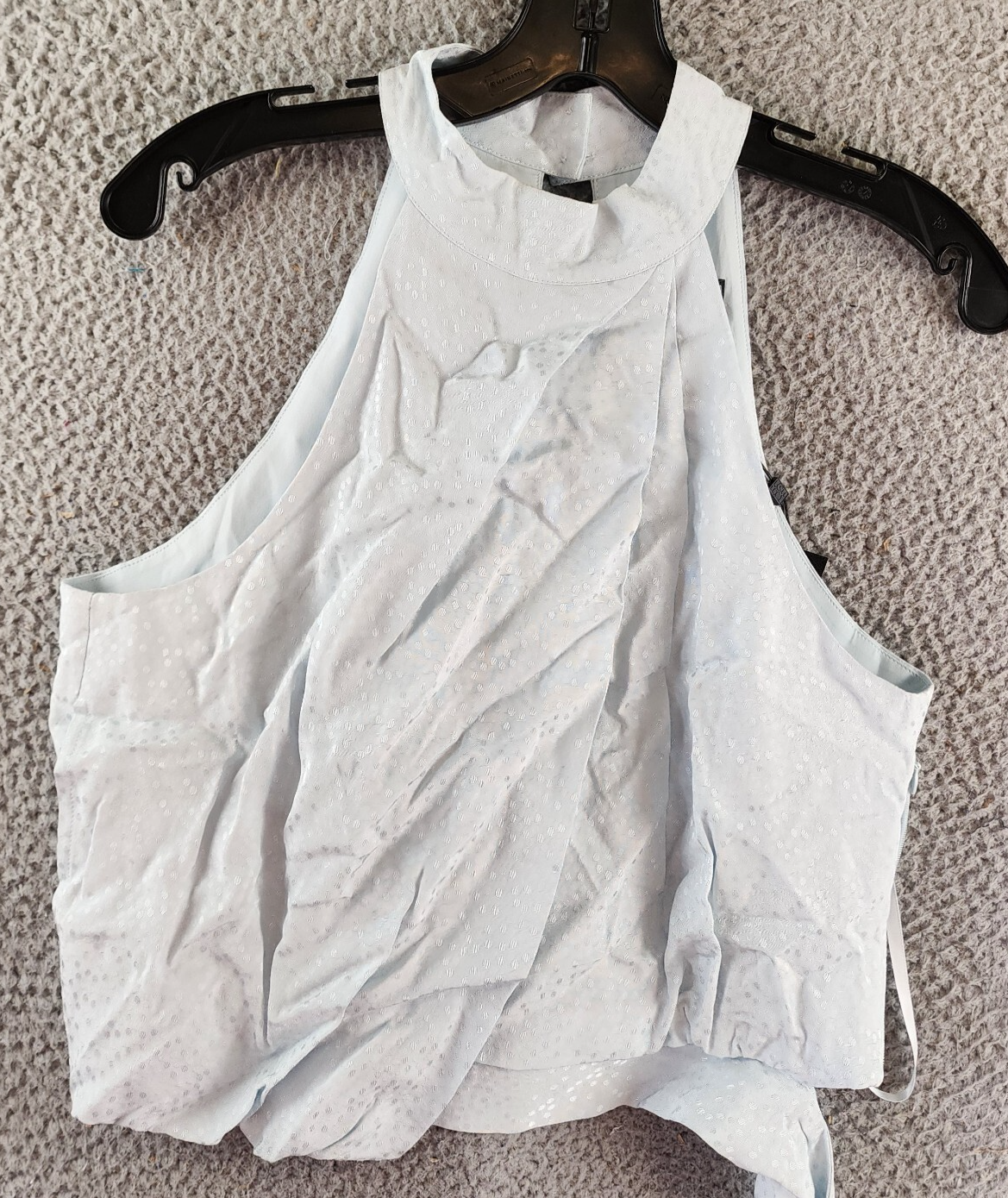 BCBGMAXAZRIA Sleeveless Halter Neck Overdraped Side Tied Blouse Women's S Blue~ - Picture 2 of 13