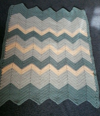 Handmade Crocheted Ripple Stitch Crib Afghan