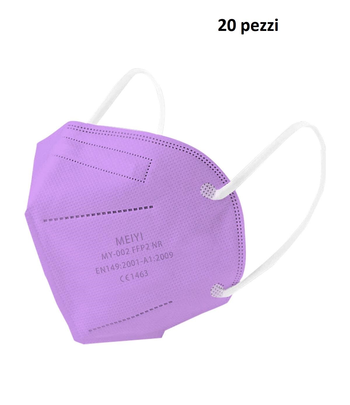20 Mascherine Ffp2 Viola Facciali Protettive Certificate Ce Senza Valvola