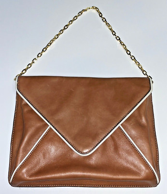 Banana Republic Issa London leather envelope shoulder bag tan purse magnetic