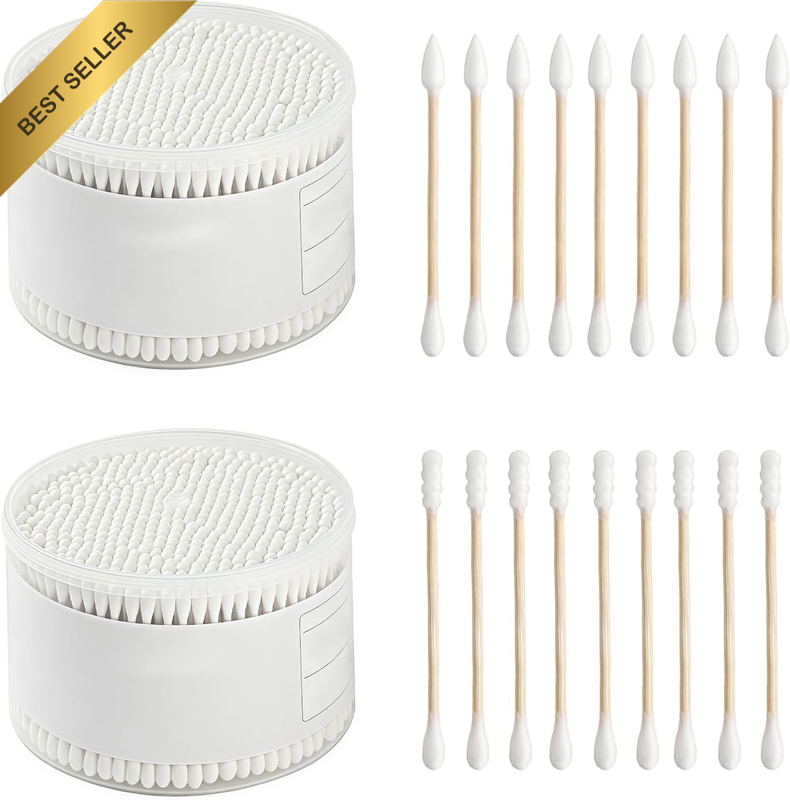 1000 Count Cotton Buds, Bamboo Cotton Swabs Double round Tips