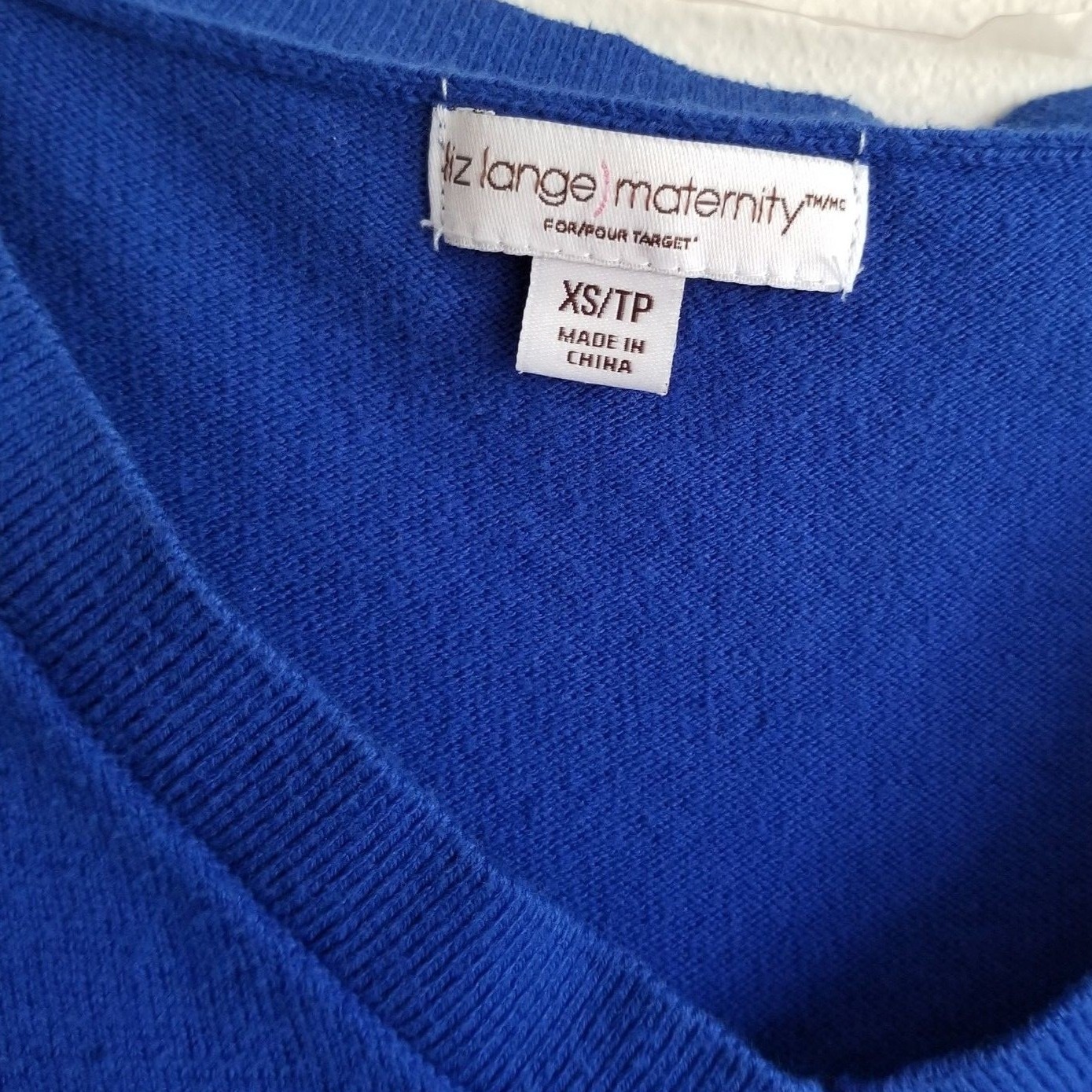 Liz Lange Maternity Tunic Sweater size XS black blue v-neck long sleeve