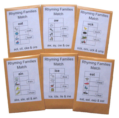 6 Educational Literacy Centers Learning Resource Games Rhyming Families