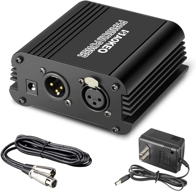 1-Channel 48V Phantom Power Supply with Adapter, Bonus+Xlr 3