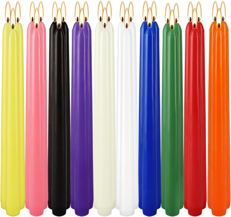 30 Pack 10 Inch Assorted Color Spell Taper Candles –Unscented Dripless,Taper Can