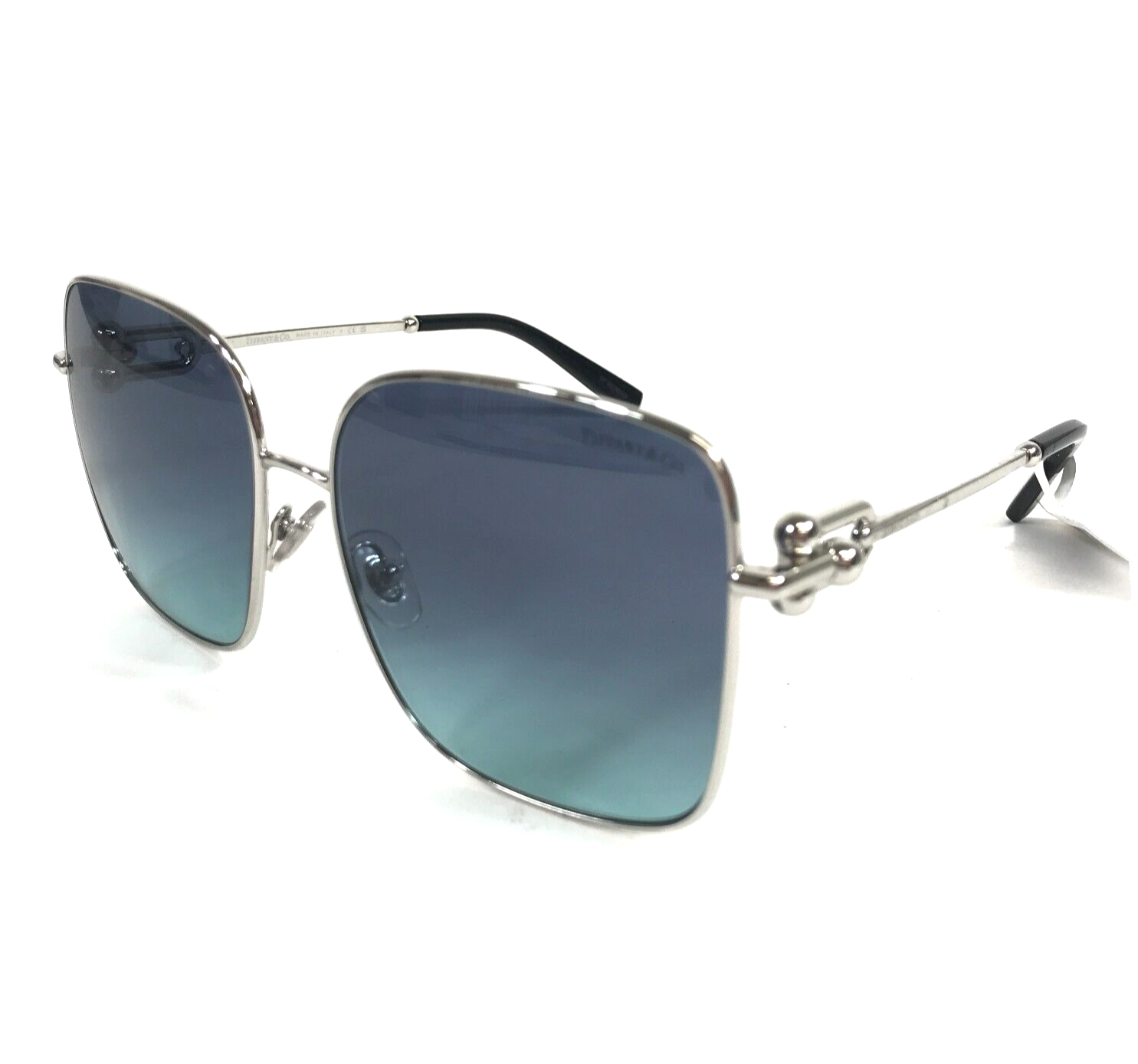 Pre-owned Tiffany & Co . Sunglasses Tf3094 6001/9s Silver Oversized Square W/ Blue Gradient