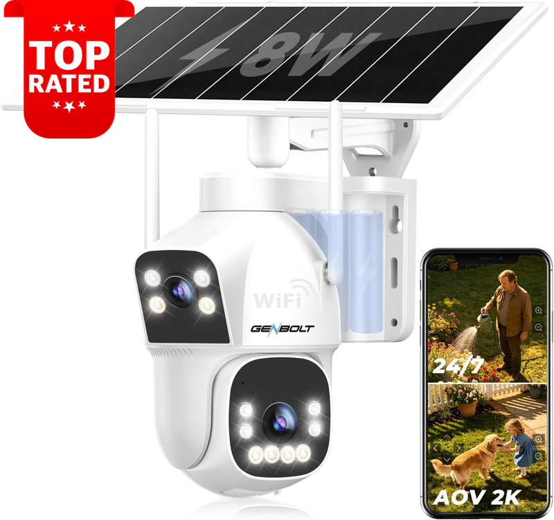 AOV Wireless Wifi Solar Outdoor Security Camera 15600mAh Battery Night Vision