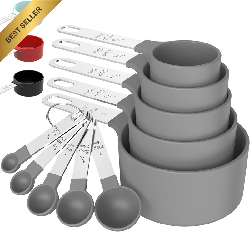 Measuring Cups & Spoons Set, Stackable Cups and Spoons, Nesting Measure Cups wit