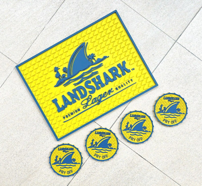 LANDSHARK Rubber beer mat bar mat spill mat bar runner & 4pcs beer coasters pubs
