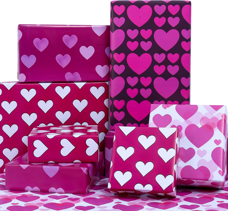 For Girls Women Men Love Heart Birthday Wrapping Paper For V