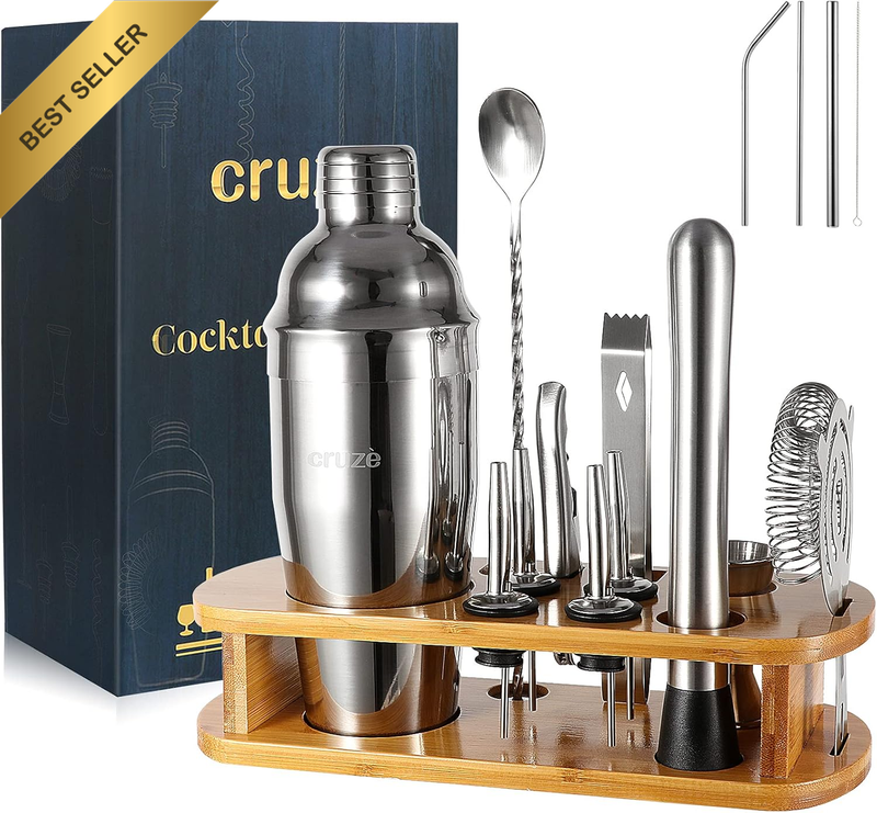 12-Piece Cocktail Shaker Set with Stand – 750Ml Bartender Kit Including Shaker J