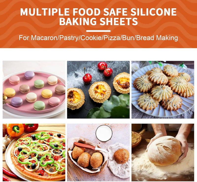 2-Pack Silicone Baking Mat, 16.5"x11.6" Reusable Silicone Baking Sheets for Oven