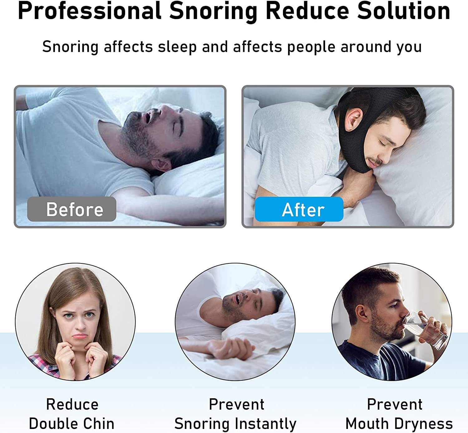 2x Anti Snoring Chin Strap Sleep Solution Apnea Snore  Stop Belt Snoreless Sleep