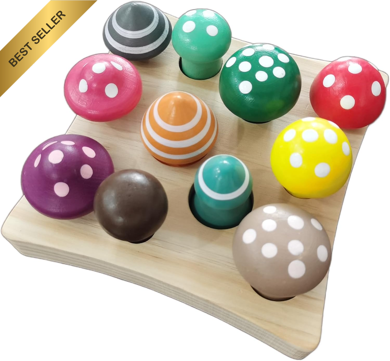 Montessori Number Counting Toys 0-10,Rainbow Mushroom Picking Sorting Matching P