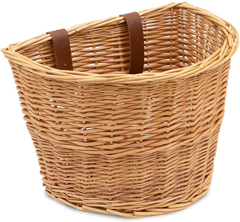 Front Basket For Girls Women Bike Handlebar Cargo Natural Wicker Woven