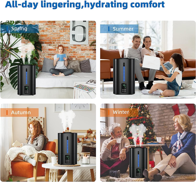 6L Cool and Warm Humidifier for Bedroom - Top Fill Desk Humidifier with Essentia