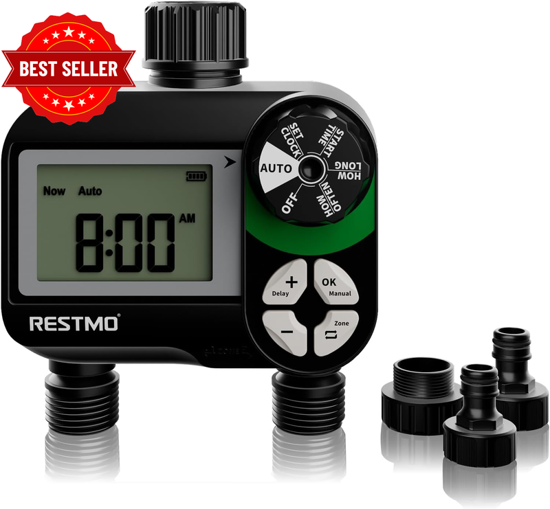 Water Timer 2 Outlet, Garden Tap Timer for Outdoor Hose
