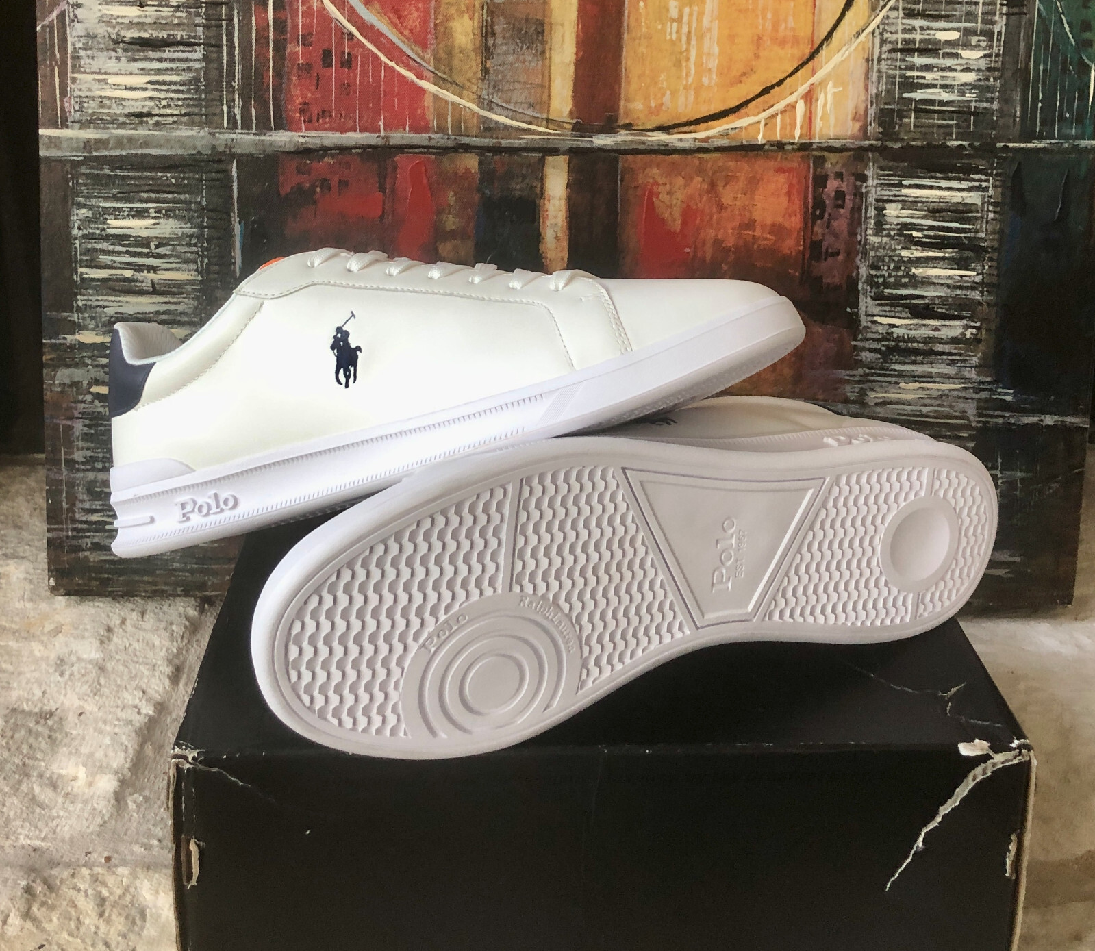 靴 POLO RALPH LAUREN 2-TONE LEATHER SHOES Polo Ralph Lauren Heritage Court Ii Tiger Leather Sneaker