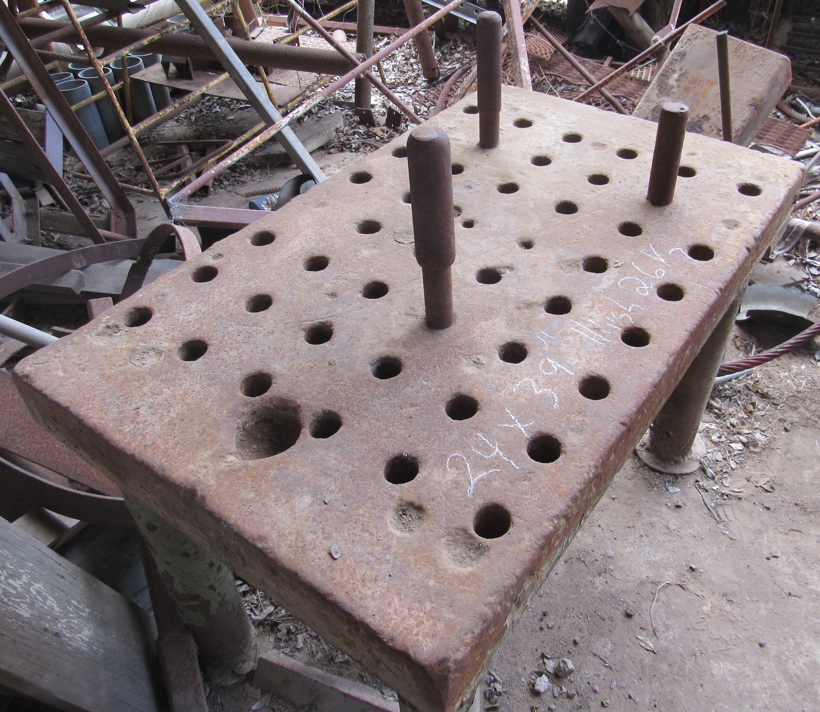 Steel Welding Table with Peg Holes Antique Rare Heavy Duty Used