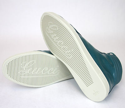 Pre-owned Gucci Authentic  Mens Gg Imprime High-top Sneakers, Aqua, 343135 4715 In Blue