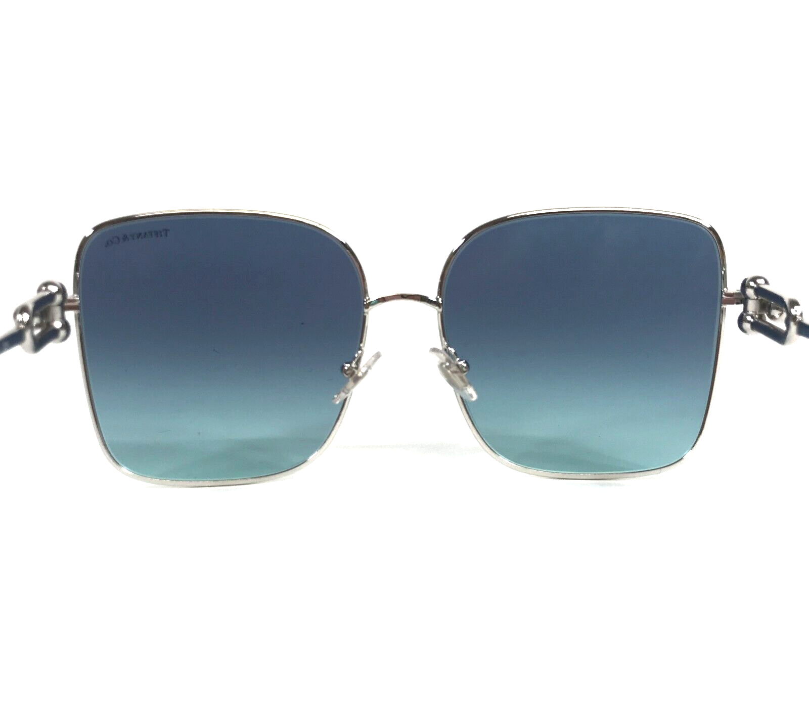 Pre-owned Tiffany & Co . Sunglasses Tf3094 6001/9s Silver Oversized Square W/ Blue Gradient