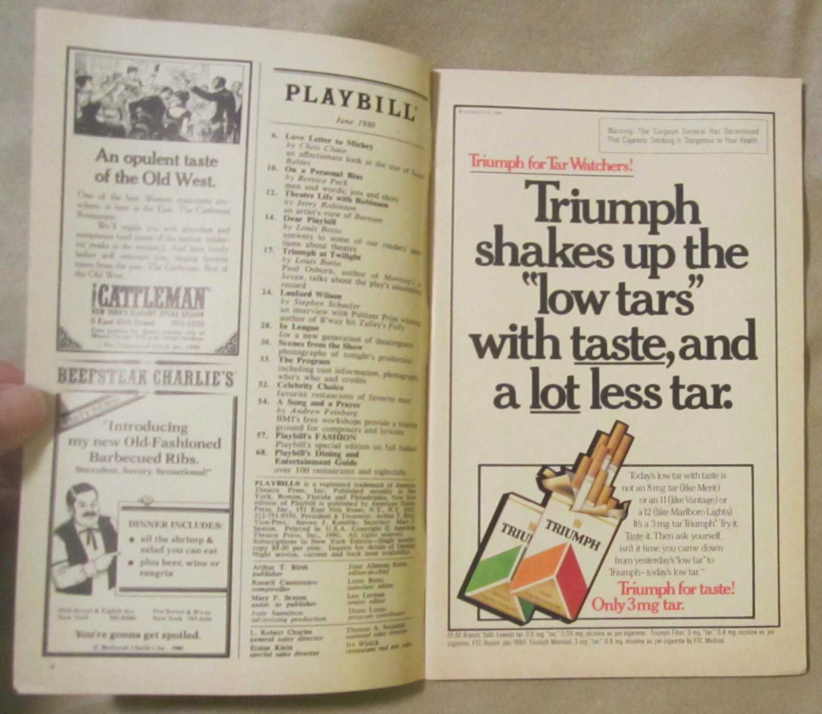 Playbill, The Palace Theatre, June'80, Rodgers and Hammerstein's 