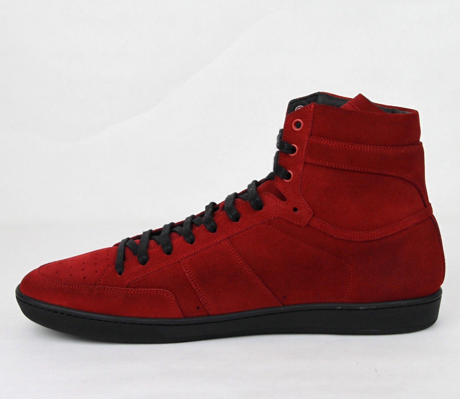 Pre-owned Saint Laurent Men's Red Suede Hi Top Sneakers It 49 / Us 16 418026 6422