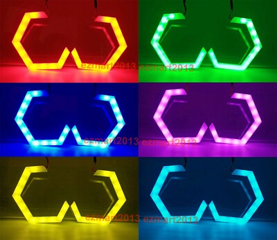 2x80mm 3.15'' Hex LED halo Flow series Chasing cotton RGB Turn Signal bluetooth