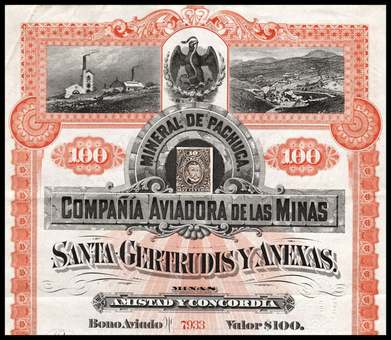 1891 Mexico: Mineral de Pachuca, Compania Aviadora de las Minas, Santa Gertrudis