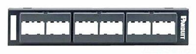 Panduit CPP12WBL 12-Port Snap-In Mini-Com Faceplate Patch Panel , Black *New*