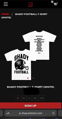 Eminem Shady Football T-Shirt UNDEFEATED 12-0 White Sealed New (Large) Deadstock