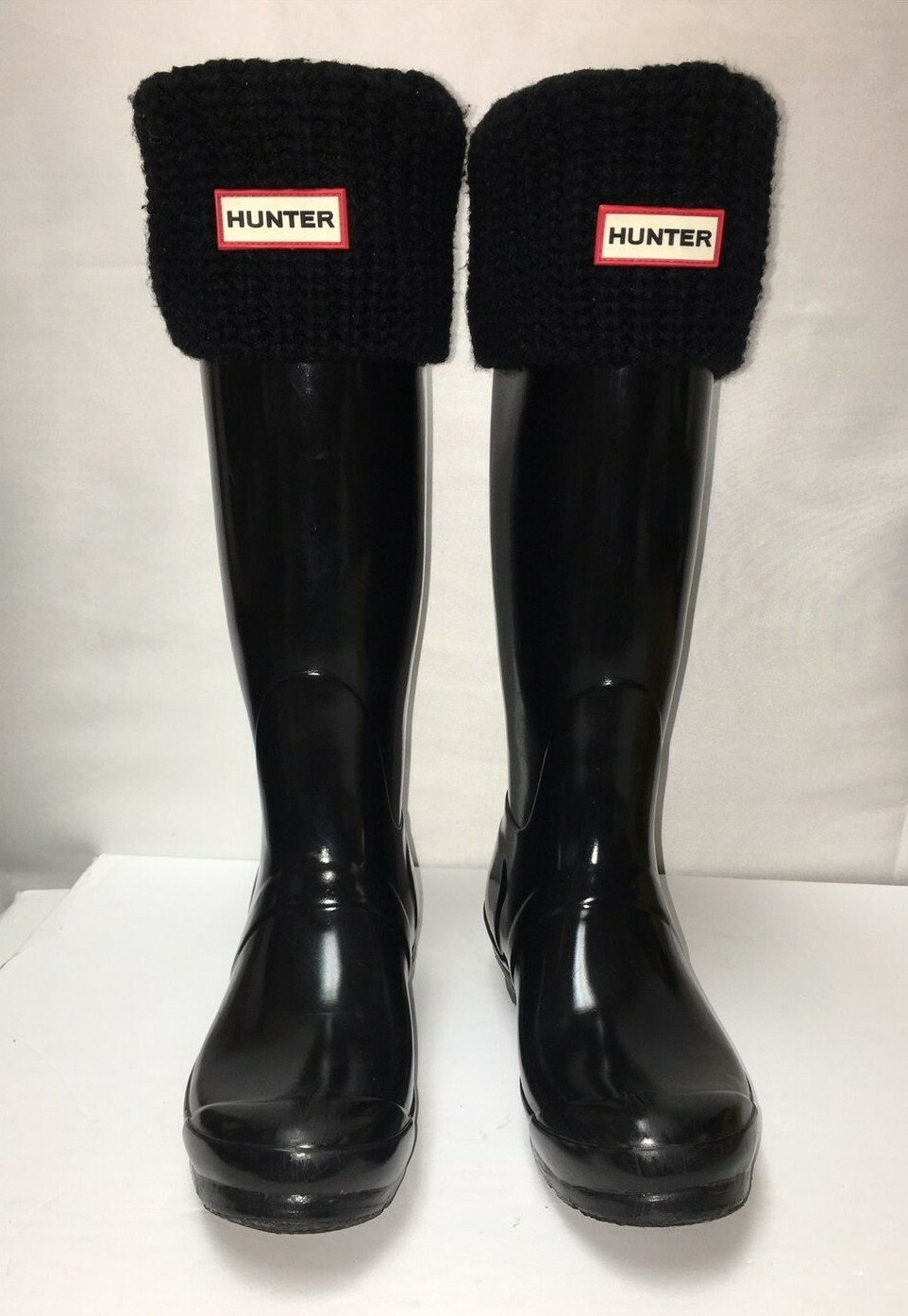 レインシューズ HUNTER [WOMEN] Refined Eyelet Buckle Tall Rain Boots Black W Hunter Original Tall Gloss Rain Boots Black Buckle Top
