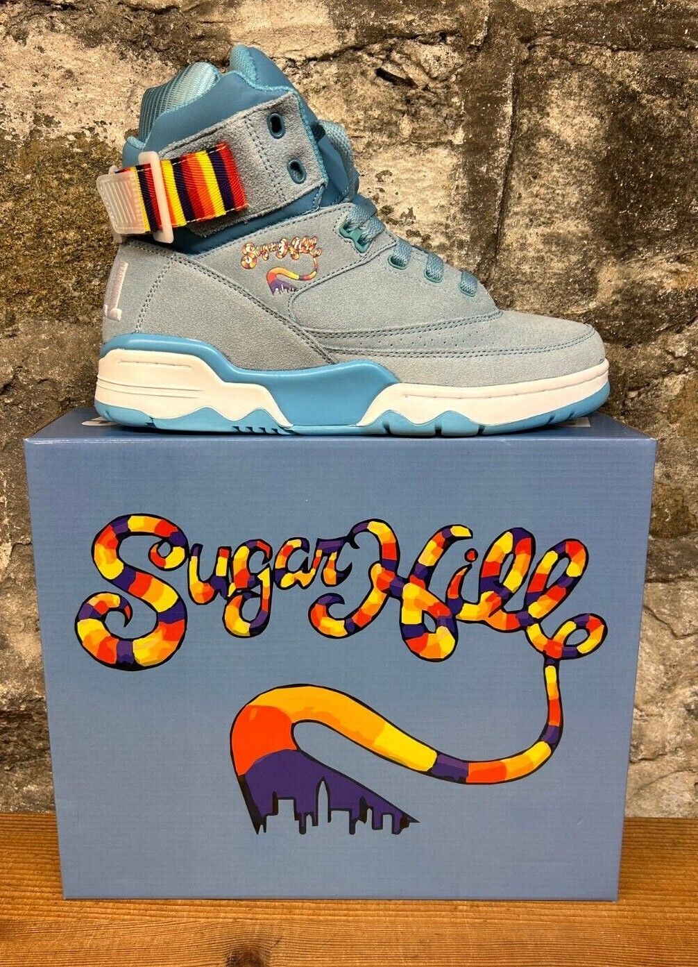 EWING 33 HI X SUGAR HILL 1BM00241-421 SKY BLUE/RAINBOW New In Box EWING 33 HI X SUGAR HILL 1BM00241-421 SKY BLUE/RAINBOW New In Box