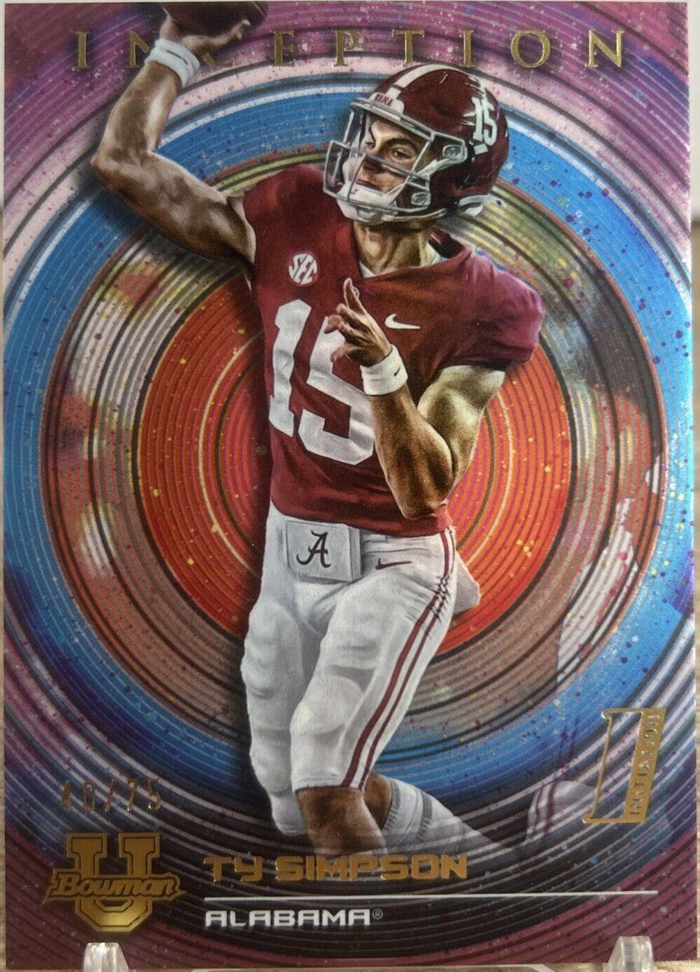 2022-23 Bowman Inception University - Ty Simpson #24 Fuchsia Foil /75 ...