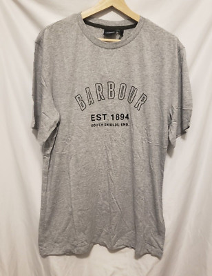 Barbour Calvert T-Shirt Large Light Gray Marle Crewneck Pullover Casual
