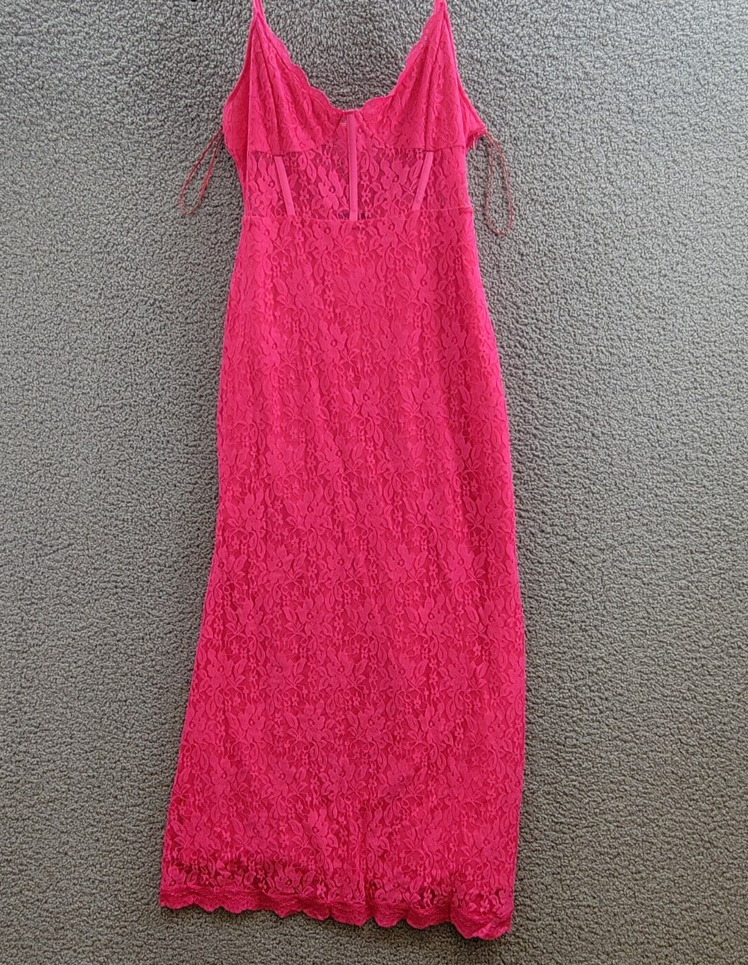 AQUA Lace Corset Slip Dress Women's XL Pink Sweetheart Neck Side Zip Closure - Picture 2 of 14